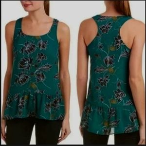 Cabi green blouse with‎ floral detail Zoe top NWT